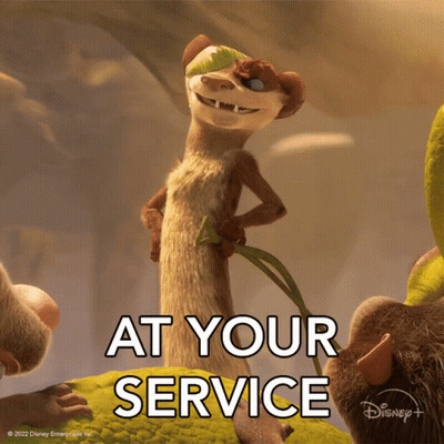 A Picture Of A Meerkat With The Words At Your Service On It GIF