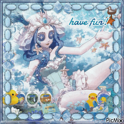 A Picture Of A Mermaid With The Words Have Fun Written On It GIF