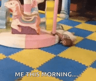 A Picture Of A Merry Go Round With The Words Me This Morning Written Below It GIF