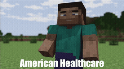 A Picture Of A Minecraft Character With The Words American Healthcare GIF