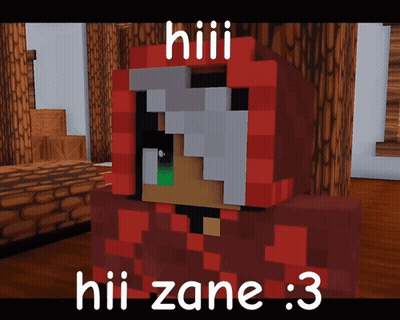 A Picture Of A Minecraft Character With The Words Hiii Hiii Zane : 3 GIF