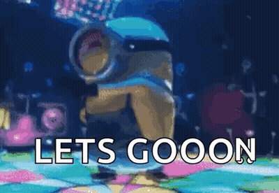 A Picture Of A Minion In The Water With The Words Lets Gooon Written On It GIF