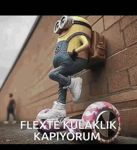 Minion On Scooter With Text GIF