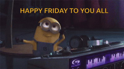 A Picture Of A Minion On A Turntable With The Words Happy Friday To You All GIF
