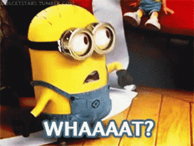 A Picture Of A Minion With The Words Whaaaat GIF