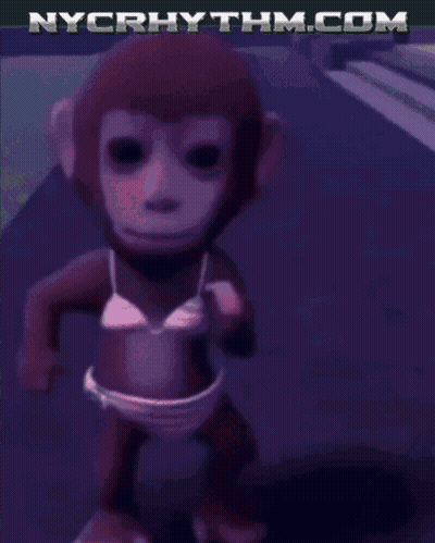 A Picture Of A Monkey In A Bikini With Nycrhythm.com Written On The Bottom GIF