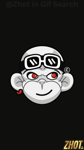A Picture Of A Monkey Wearing Sunglasses And A Sticker That Says Zhot On It GIF