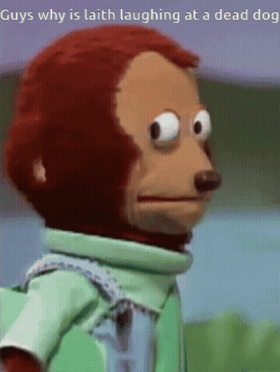 A Picture Of A Monkey With The Caption Guys Why Is Lainh Laughing At A Dead Dog GIF