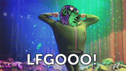 A Picture Of A Monkey With The Words Lfgooo Written Below It GIF