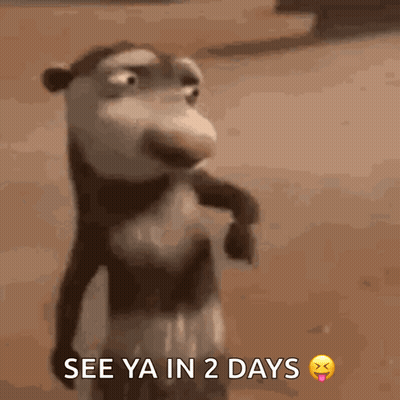 A Picture Of A Monkey With The Words See Ya In 2 Days GIF