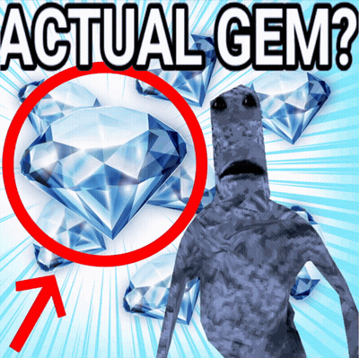 A Picture Of A Monster And A Diamond With The Words Actual Gem GIF