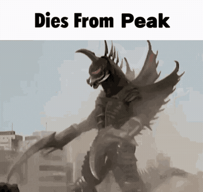 A Picture Of A Monster With A Caption That Says Dies From Peak GIF