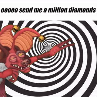 A Picture Of A Monster With A Hypnotic Spiral In The Background GIF