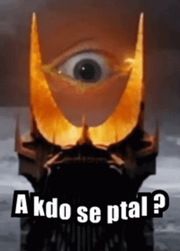 A Picture Of A Monster With A Large Eye And The Words A Kdo Se Ptal GIF