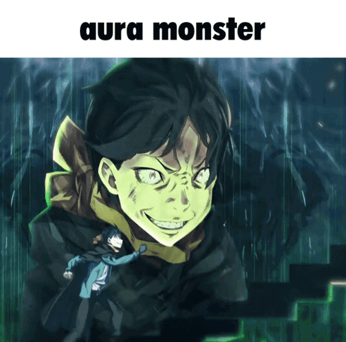 A Picture Of A Monster With Aura Monster Written On It GIF