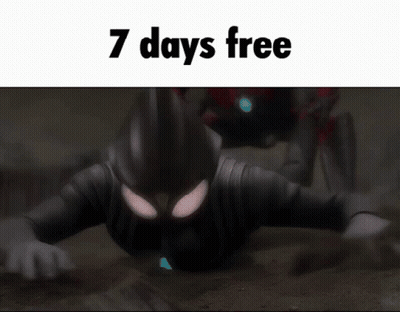 A Picture Of A Monster With The Words " 7 Days Free " On The Bottom GIF