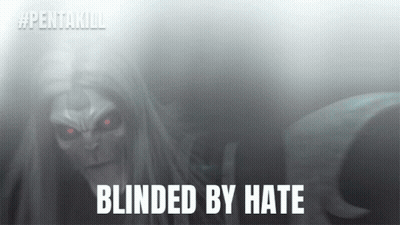 A Picture Of A Monster With The Words Blinded By Hate Written Below It GIF