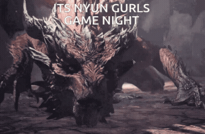 A Picture Of A Monster With The Words " Its Nyun Gurls Game Night " GIF