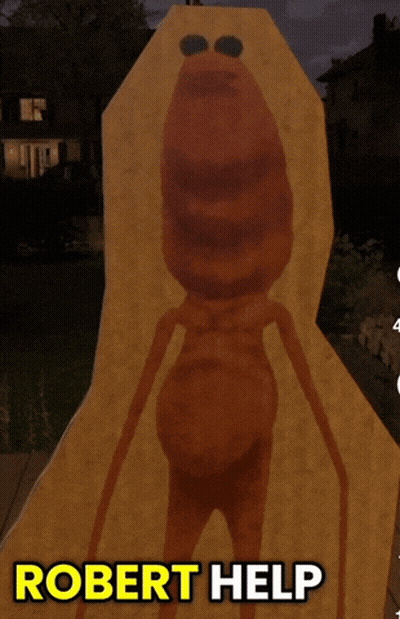 A Picture Of A Monster With The Words Robert Help Written Below It GIF