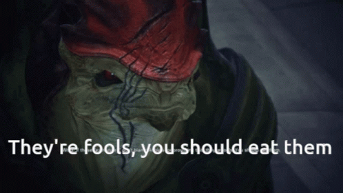 A Picture Of A Monster With The Words " They 'Re Fools You Should Eat Them " GIF