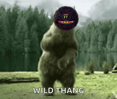 A Picture Of A Monster With The Words Wild Thang Written On It GIF