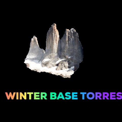 A Picture Of A Mountain And The Words Winter Base Torres GIF