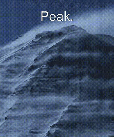 A Picture Of A Mountain With The Word Peak On It GIF