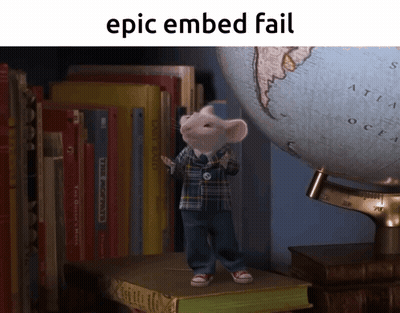 A Picture Of A Mouse Standing On A Book With The Words Epic Embed Fail Below It GIF