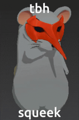 A Picture Of A Mouse With A Red Mask And The Words Tbh Squeek Below It GIF