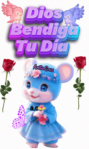 A Picture Of A Mouse With The Words Dios Bendiga Tu Dia GIF