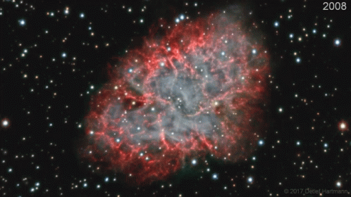A Picture Of A Nebula With The Year 2008 On It GIF