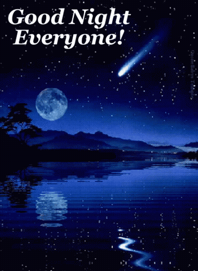 A Picture Of A Night Sky With The Words Good Night Everyone On It GIF