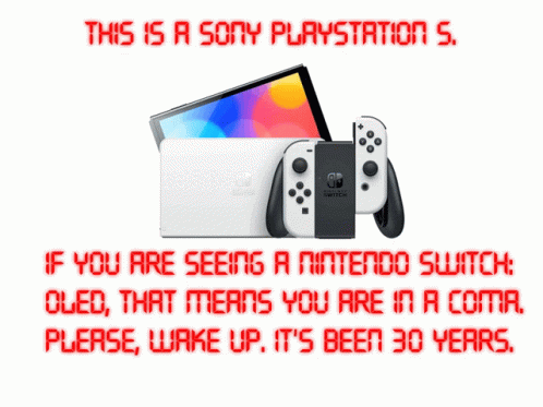 A Picture Of A Nintendo Switch With A Caption That Says " This Is A Sony Playstation 5 " GIF