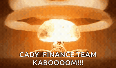 A Picture Of A Nuclear Explosion With The Words Cady Finance Team Kaboom Written Below It GIF