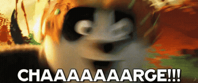 A Picture Of A Panda With The Words Chaaaaaarge !!! Written Below It GIF