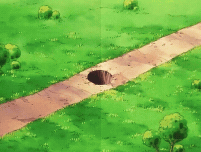 A Picture Of A Path With A Hole In The Middle And The Words No Not Another Hole GIF