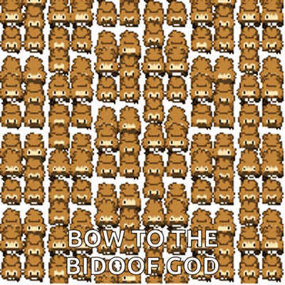 A Picture Of A Pattern With The Words Bow To The Bidoof God GIF