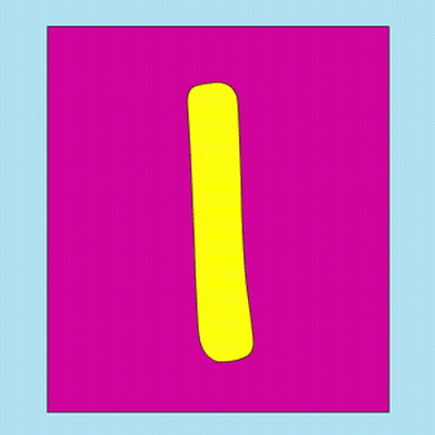 A Picture Of A Penguin And The Letter I On A Blue And Pink Background GIF