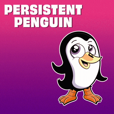 A Picture Of A Penguin With The Words Persistent Penguin Behind It GIF