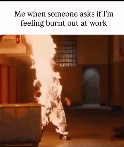 A Picture Of A Person Being Burnt Out At Work GIF