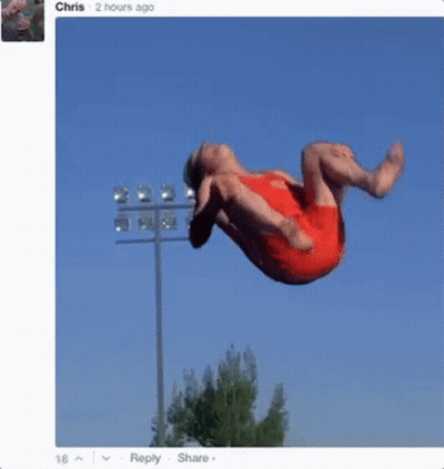 A Picture Of A Person Doing A Flip In The Air With The Name Chris At The Bottom GIF