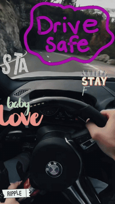 A Picture Of A Person Driving A Car With The Words " Drive Safe " On It GIF