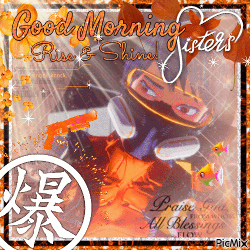 A Picture Of A Person Holding A Gun With The Words Good Morning Sisters GIF