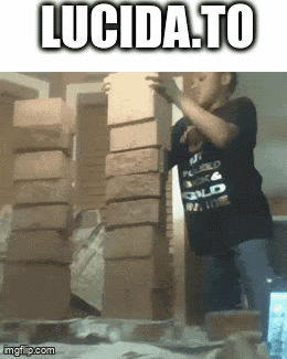 A Picture Of A Person Holding A Stack Of Bricks That Says Lucida.to GIF