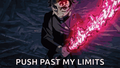 A Picture Of A Person Holding A Sword With The Words Push Past My Limits On The Bottom . GIF