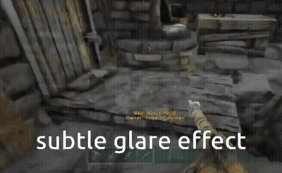 A Picture Of A Person Holding A Sword With The Words Subtle Glare Effect Below It GIF
