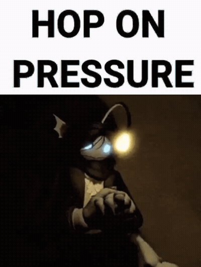 A Picture Of A Person In A Costume With The Words `` Hop On Pressure '' . GIF