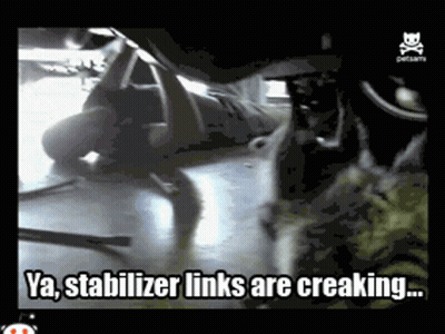 A Picture Of A Person Laying On The Floor With The Caption Ya Stabilizer Links Are Creaking GIF
