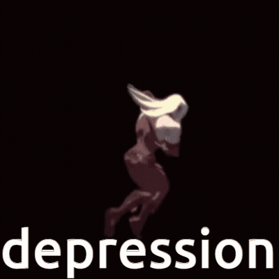 A Picture Of A Person Laying On The Ground With The Word Depression Written Below Them . GIF