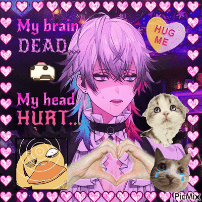 A Picture Of A Person Making A Heart With Their Hands And The Words My Brain Dead GIF